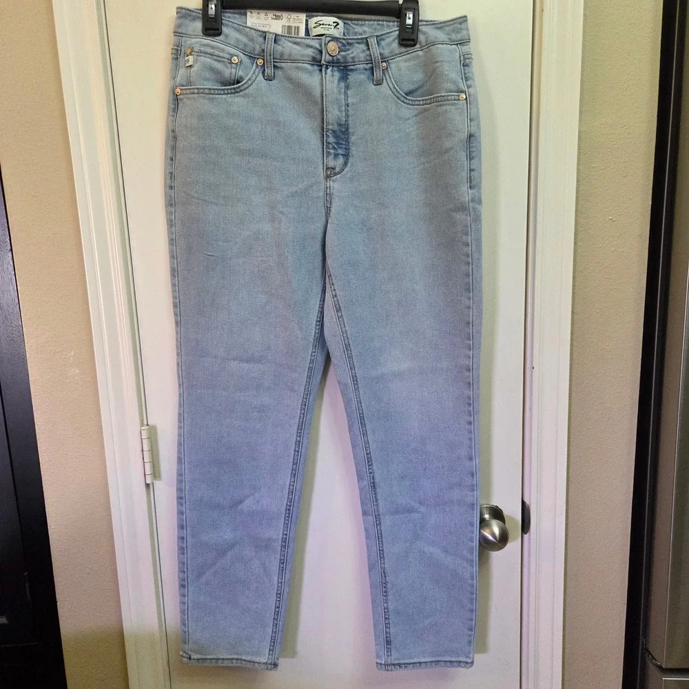 Seven7 Premium Brand 90s Straight Jean Light Wash High Rise Blue Denim Size 10